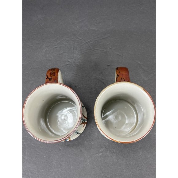 Vintage Pottery Thrown Mugs 2 Set CoffeeTea Retro 90s Hand Painted Boho - Picture 5 of 8
